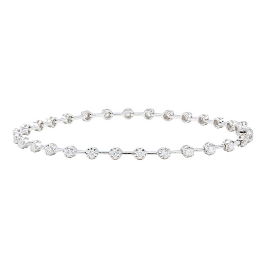 0.96 Carat Round Brilliant Cut Diamond Bracelet 18k White Gold