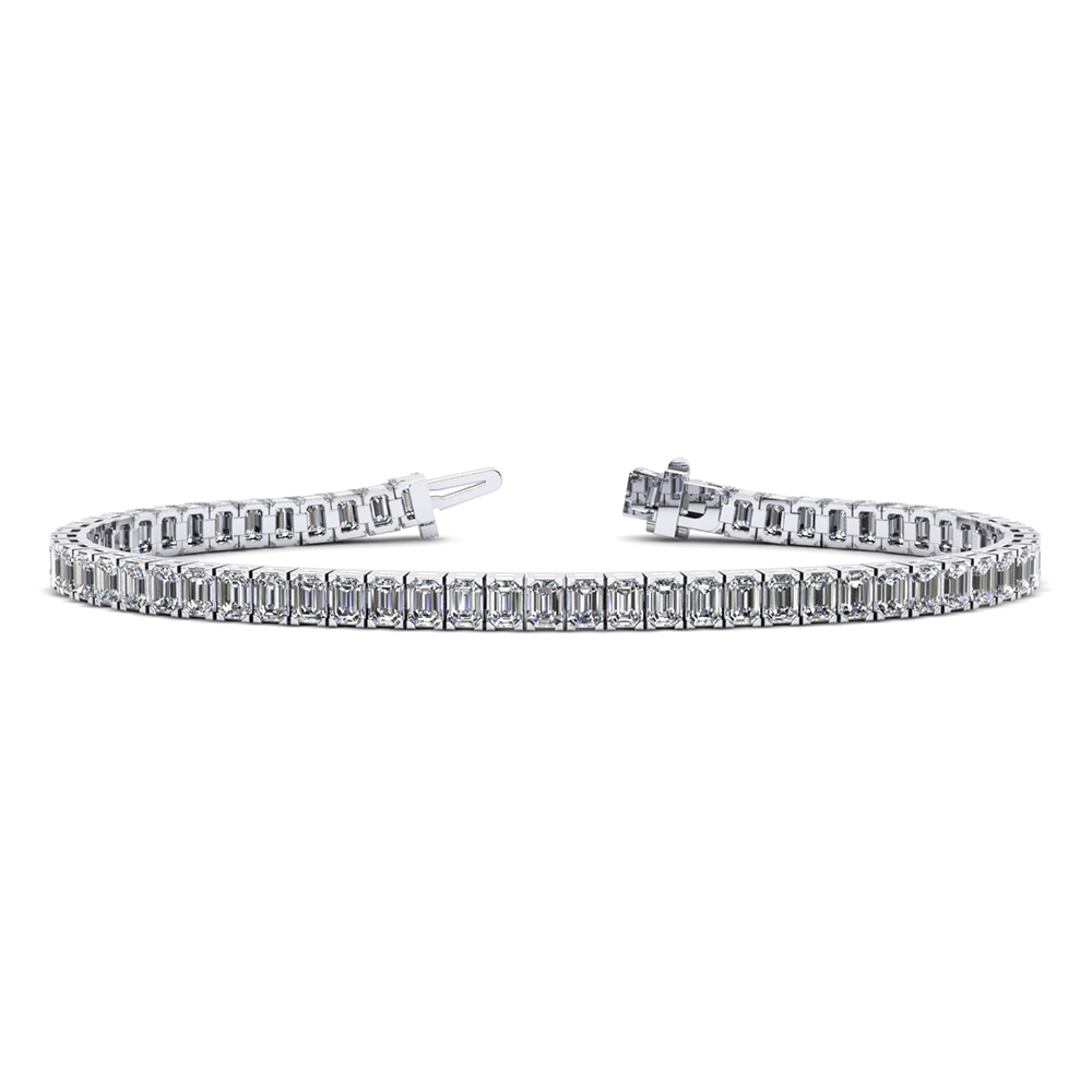 8.95 Carat Emerald Cut Diamond Tennis Bracelet 18k White Gold