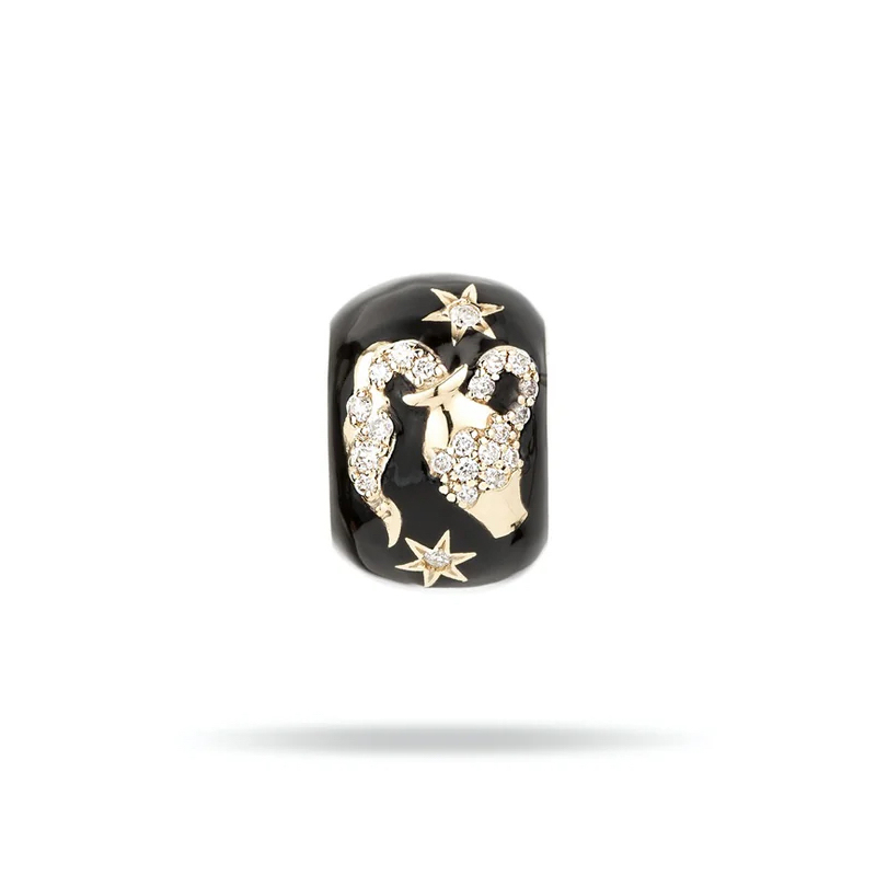 Zodiac Ceramic + Diamond Aquarius Big Bead | Adina Reyter