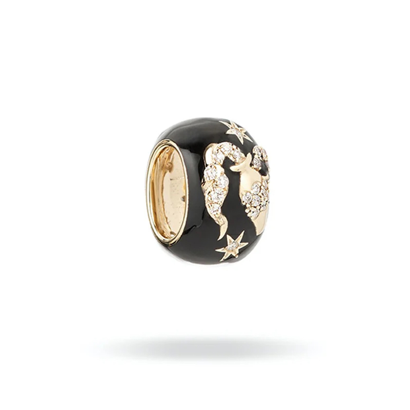 Zodiac Ceramic + Diamond Aquarius Big Bead | Adina Reyter