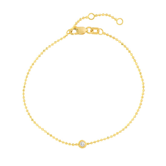 Bezel Set Diamond Chain Bead Bracelet