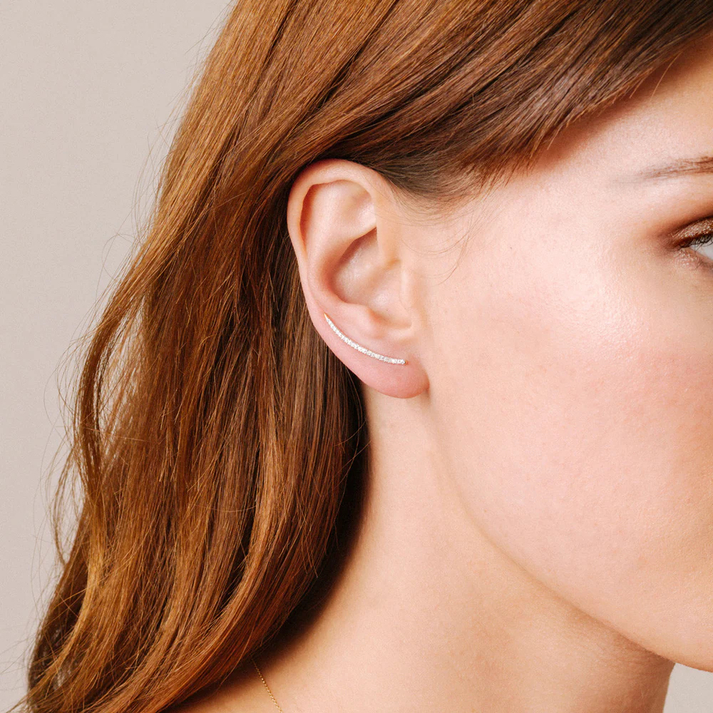 Large Pavé Curve Wing Earrings | Adina Reyter