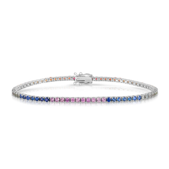 Ombre Rainbow Tennis Bracelet 18k White Gold