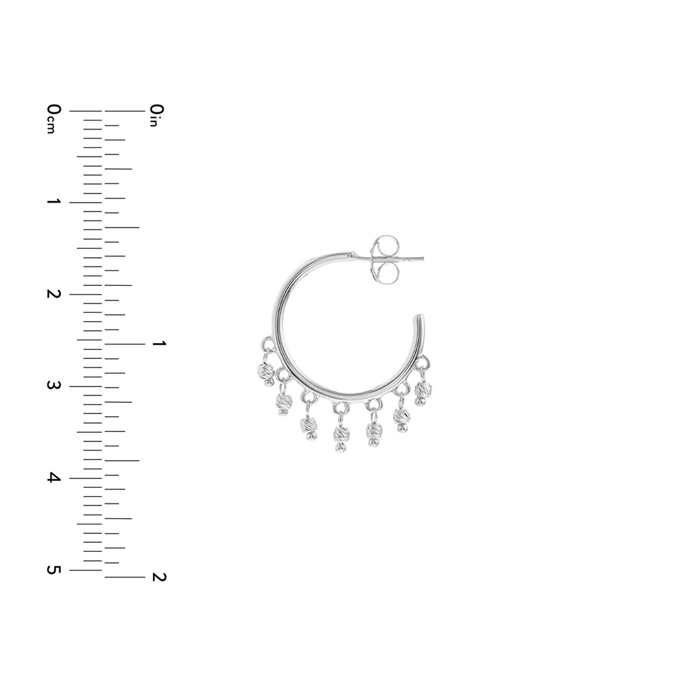 Open Hoop Beaded Earrings 14k White Gold