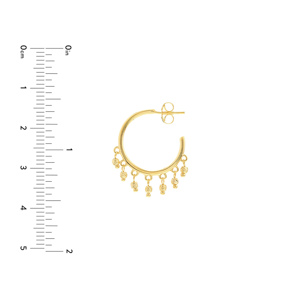 Open Hoop Beaded Earrings 14k Yellow Gold