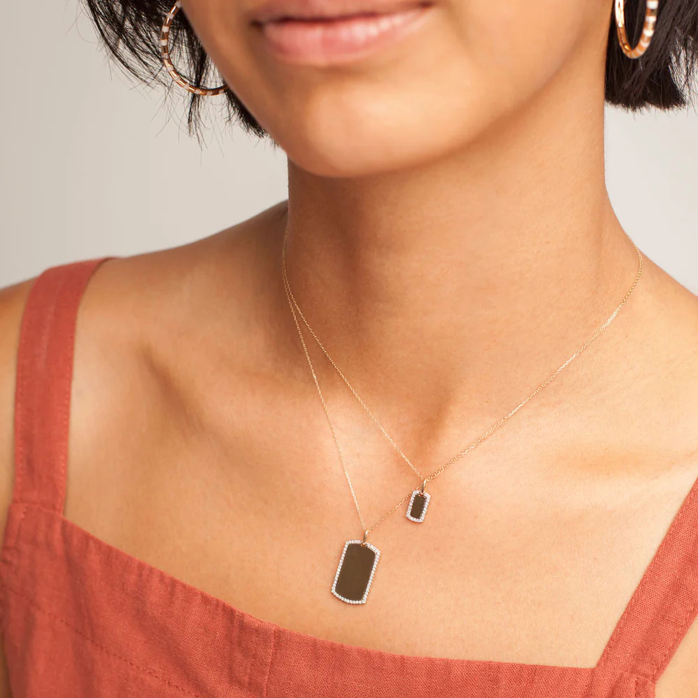 Pavé Dog Tag Necklace | Adina Reyter