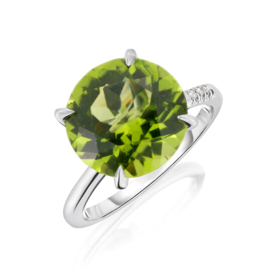 Round 4.16 carat Peridot Robin Setting Platinum | Marisa Perry by Douglas Elliott