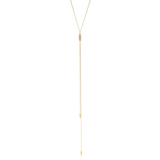 Lariat Necklace with Diamonds 14K Yellow Gold