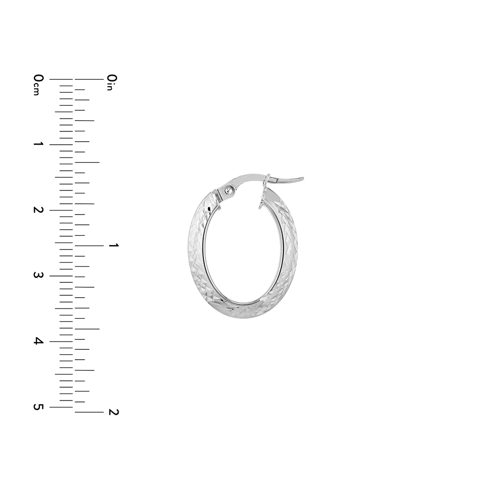 Oval Knife Edge Crystal DC Tube Earrings 14k White Gold