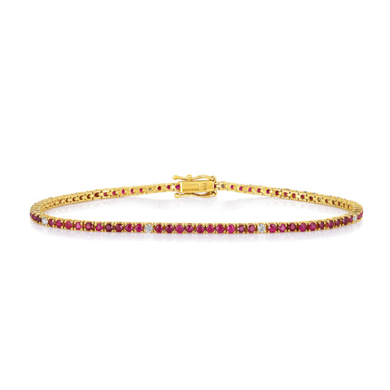 Ruby and Diamond Tennis Bracelet 18k Yellow Gold