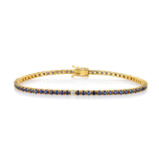Sapphire and Diamond Tennis Bracelet 18k Yellow Gold