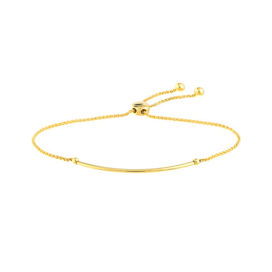 Thin Curve Tube Bolo Bracelet 14K Yellow Gold