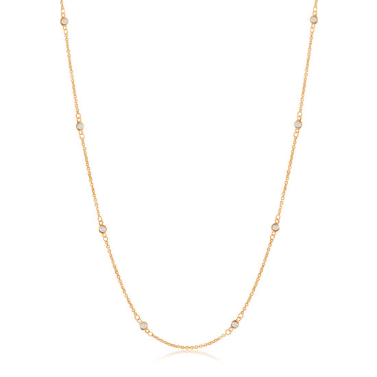 0.30 Carat 14k Gold Station Necklace with Bezel Set Diamonds All the Way Around