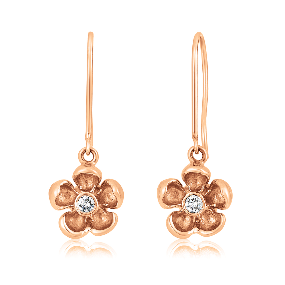 Five Petal 14k Gold and Diamond Flower Drop Earring | Marisa Perry by Douglas Elliott Five Petal 14k Gold and Diamond Flower Drop Earring | Marisa Perry by Douglas Elliott