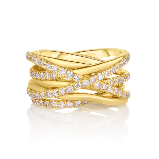 18k Yellow Gold and Diamond Hurricane Ring | Marisa Perry by Douglas Elliott