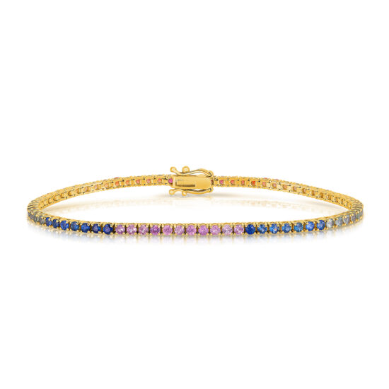 Ombre Rainbow Tennis Bracelet 18k Yellow Gold