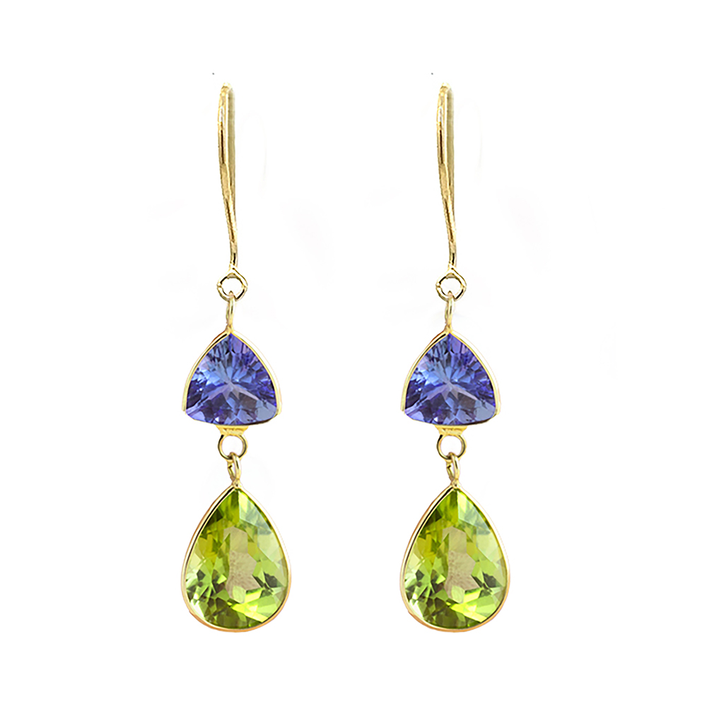 18K Yellow Gold Tanzanite and Peridot Earrings 18K Yellow Gold Tanzanite and Peridot Earrings
