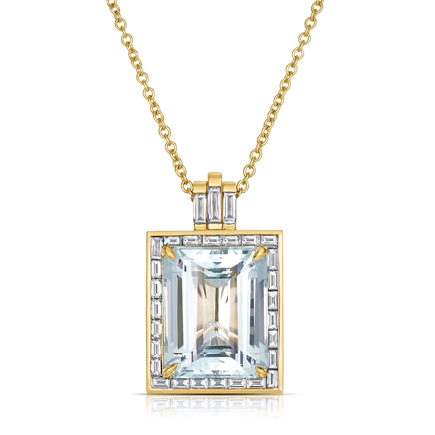 The Kristin Art Deco Heirloom Aquamarine Pendant