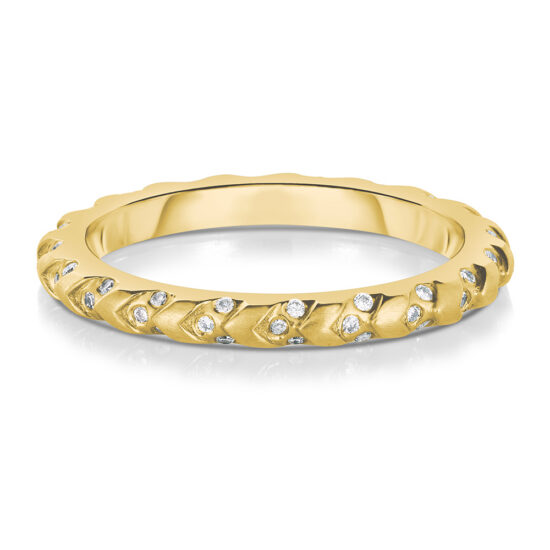 DE Wheat Diamond Wedding Band in 18K Yellow Gold