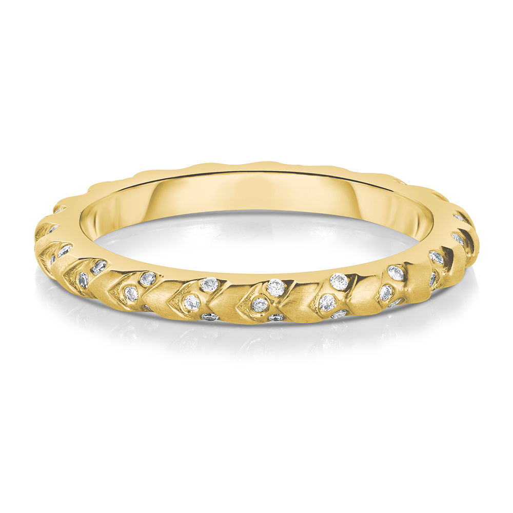 DE Wheat Diamond Wedding Band in 18K Yellow Gold